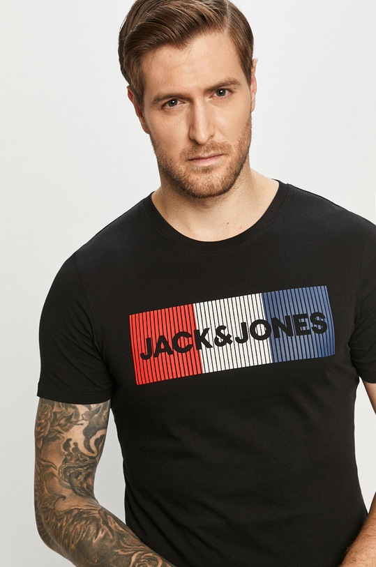 Jack & Jones T-shirt bawełniany nadruk czarny 12151955..