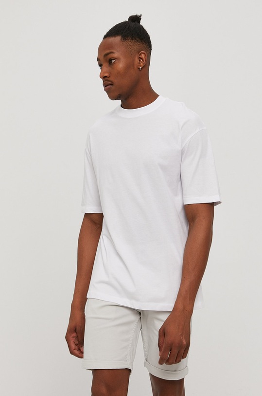 Bavlnené tričko Jack & Jones jednofarebný biela 12185628