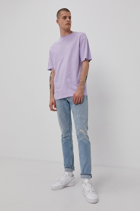Bavlnené tričko Jack & Jones jednofarebný fialová 12185628