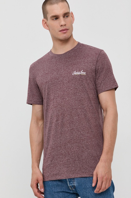 Jack & Jones - T-shirt regular bordowy 12186758