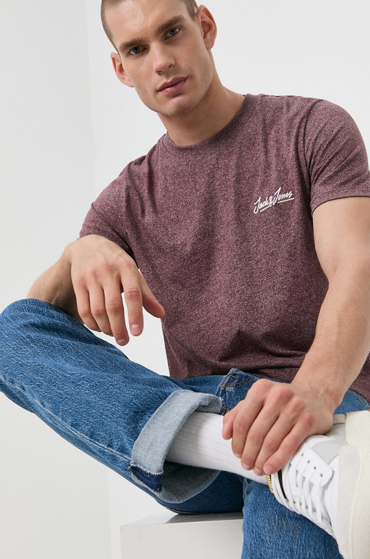 Jack & Jones - T-shirt bordowy 12186758