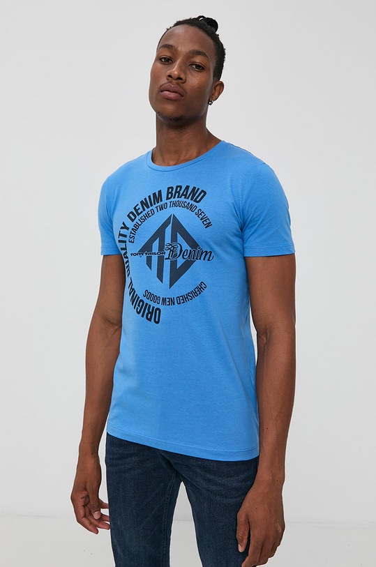 Tom Tailor T-shirt bawełniany nadruk niebieski 1019907.17723