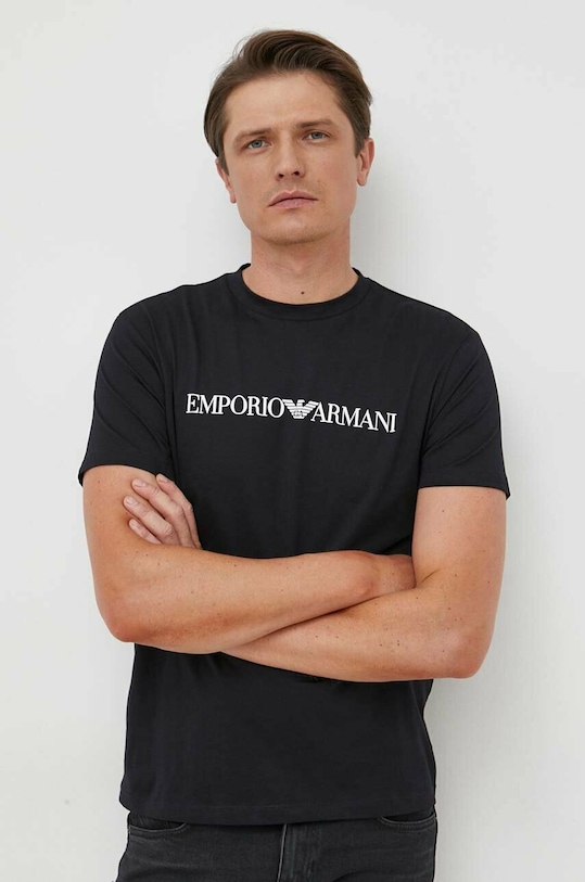 Бавовняна футболка Emporio Armani чорний 8N1TN5.1JPZZ