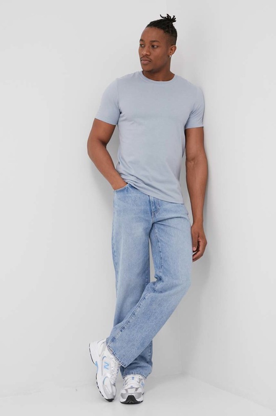 Бавовняна футболка Jack & Jones бавовна блакитний 12156101.DustyBlue