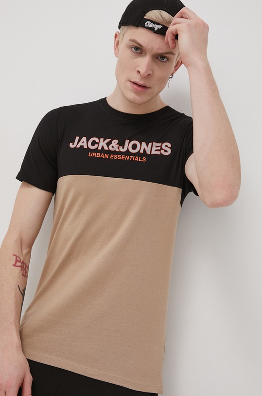 Pamučna majica Jack & Jones Planet friendly bež 12190452.Crockery