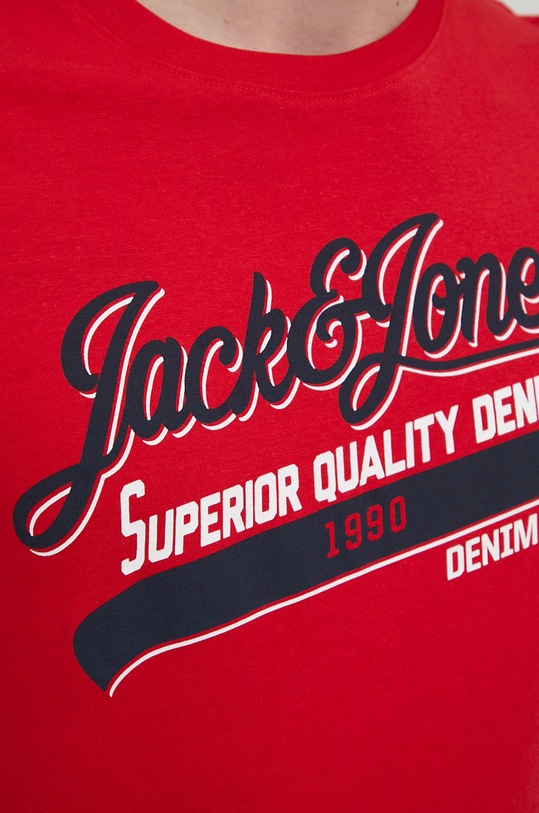 Bavlnené tričko Jack & Jones 12199474.TrueRed červená