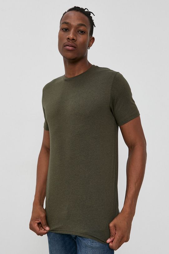 Solid T-shirt regular zielony 21103651.7937971