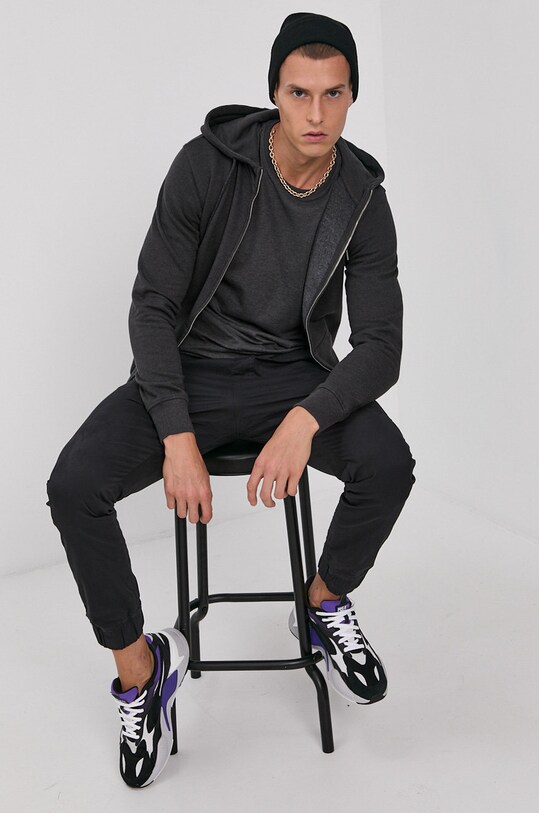 Solid T-shirt bawełniany 21103651.798288 szary AA00