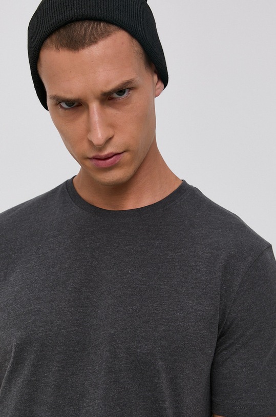 Solid T-shirt bawełniany szary 21103651.798288