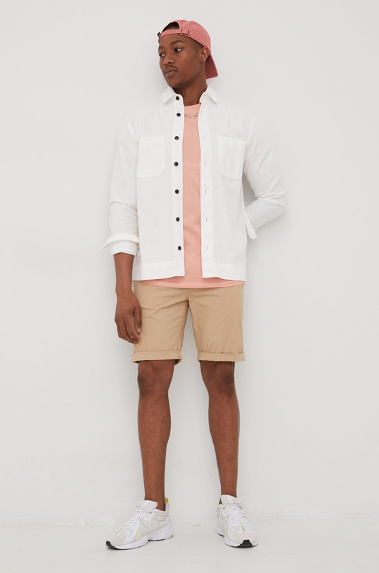 Bavlněné tričko Jack & Jones 12176780.CoralPink růžová AA00