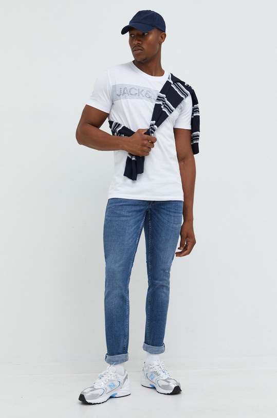 Памучна тениска Jack & Jones 12151955.White бял AA00