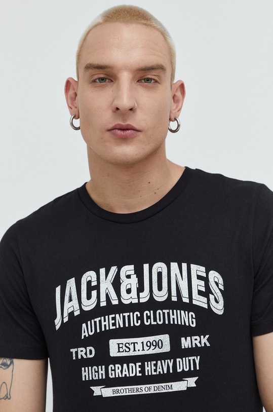 Jack & Jones t-shirt bawełniany czarny 12210949.Black
