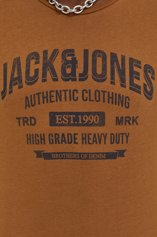 Хлопковая футболка Jack & Jones 12210949.Rubber коричневый