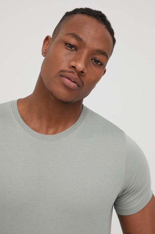 Jack & Jones t-shirt bawełniany zielony 12156101.SlateGray