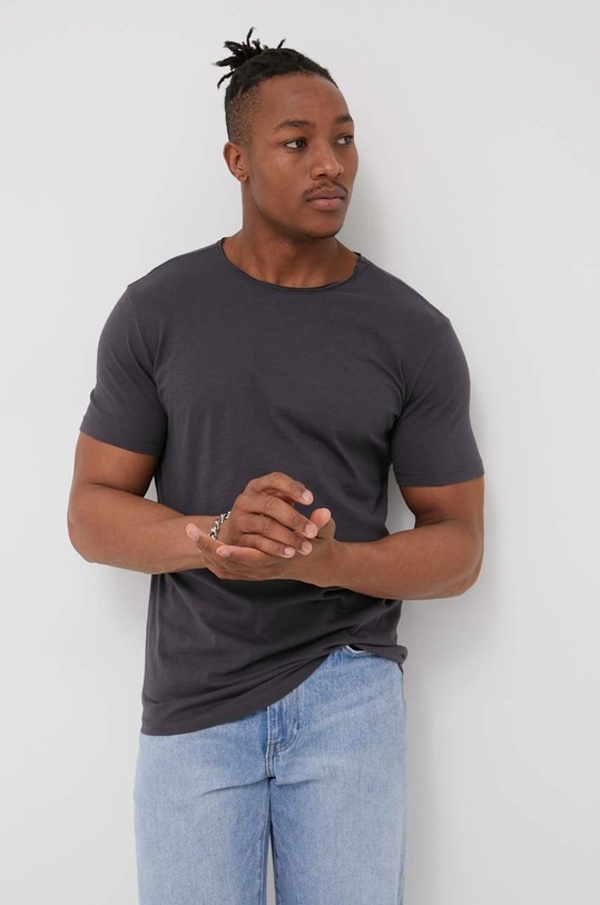 Jack & Jones t-shirt bawełniany szary 12182498.Asphalt