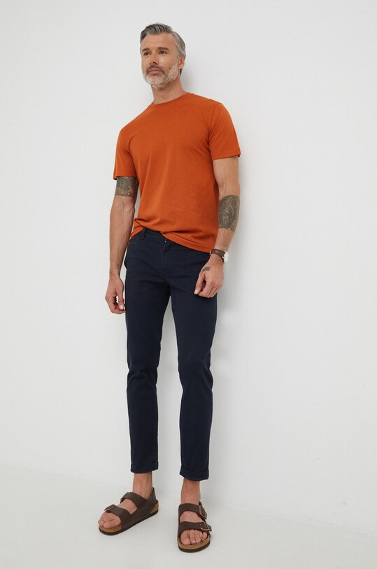 Bavlnené tričko Selected Homme 16077365.BombayBrow hnedá AA00