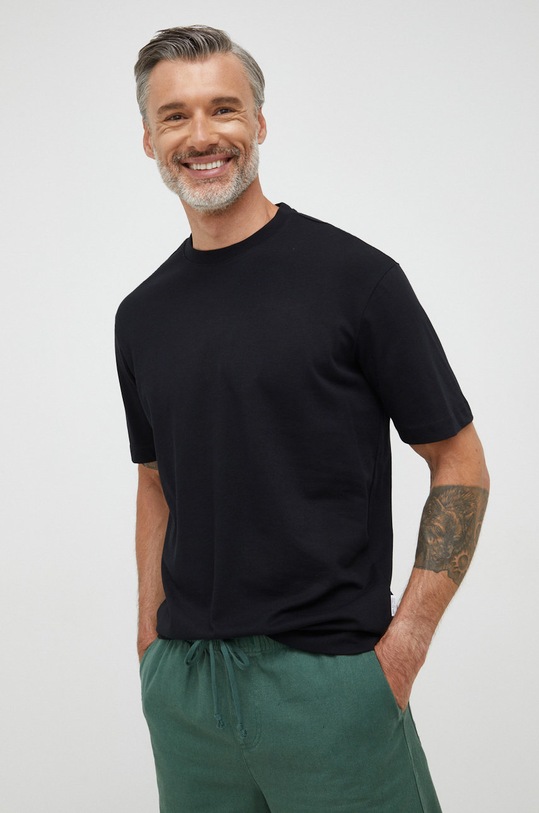 Selected Homme t-shirt bawełniany bawełna czarny 16085289.Black