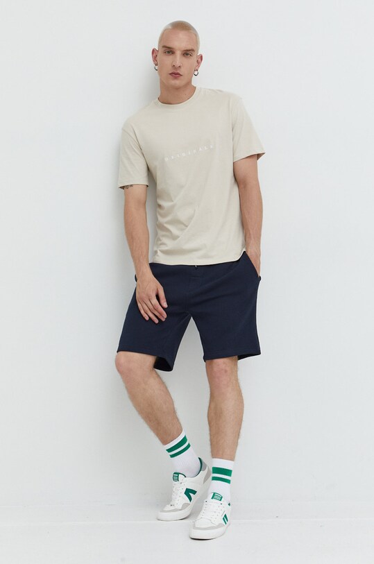 Bavlnené tričko Jack & Jones 12176780.Moonbeam béžová AA00