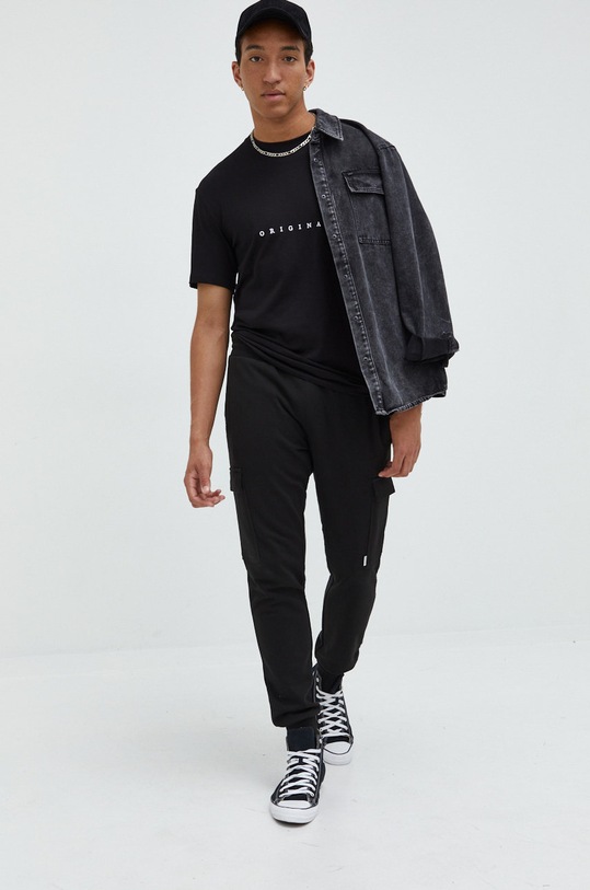 Jack & Jones t-shirt bawełniany regular czarny 12176780.Black