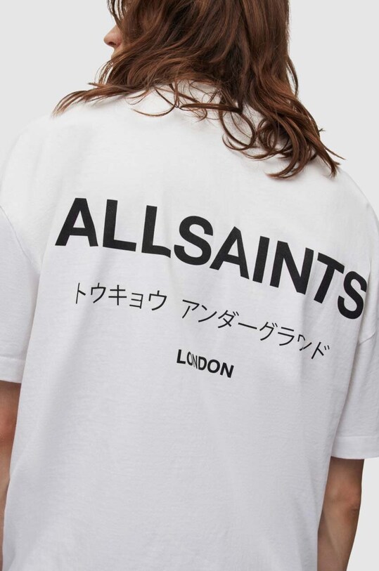 AllSaints t-shirt bawełniany UNDERGROUND SS CREW nadruk biały MG386W