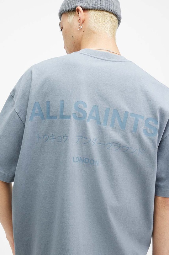 Odzież AllSaints t-shirt bawełniany UNDERGROUND SS CREW MG386W turkusowy