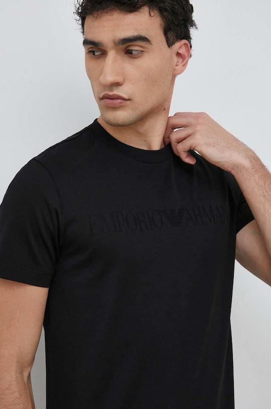 Bavlnené tričko Emporio Armani nášivka čierna 8N1TD2.1JGYZ.NOS