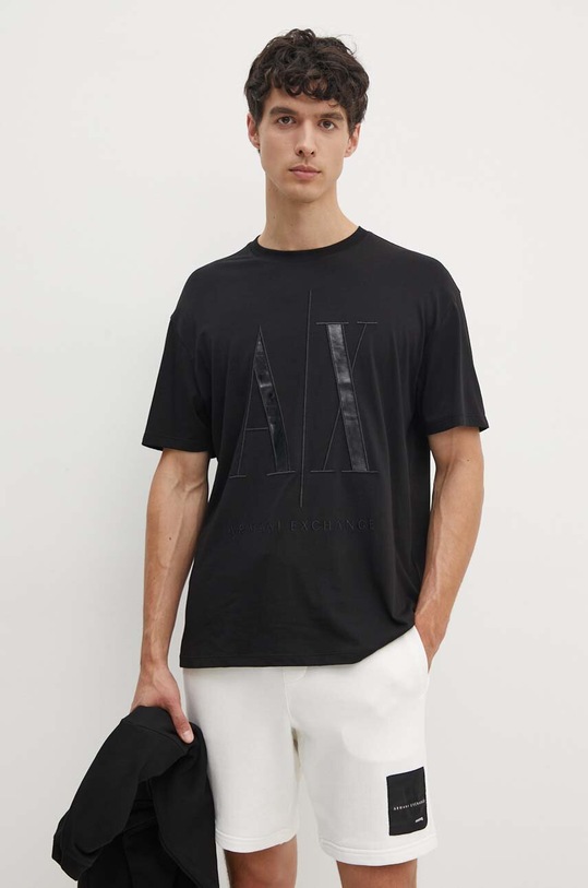 Bavlněné tričko Armani Exchange kulatý černá 8NZTPQ.ZJH4Z.NOS