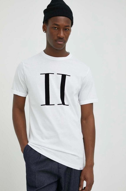Les Deux t-shirt bawełniany nadruk biały LDM101006