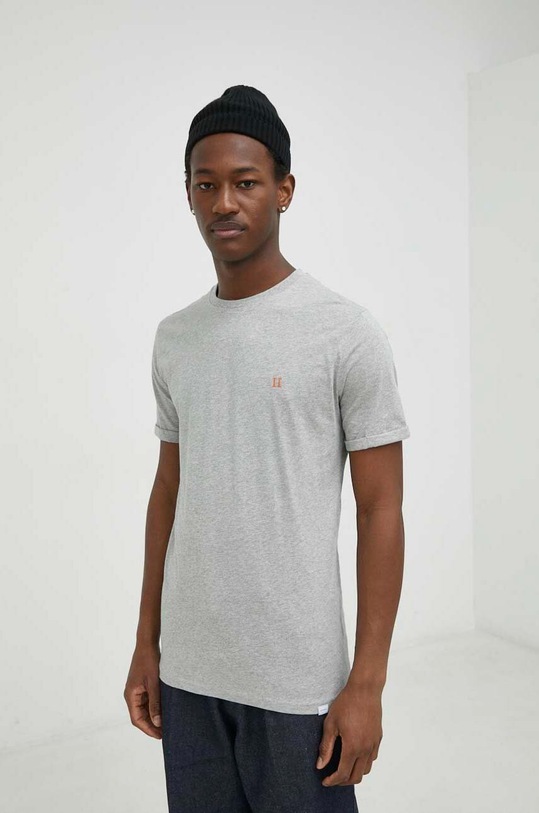 Les Deux t-shirt in cotone semplice grigio LDM101008