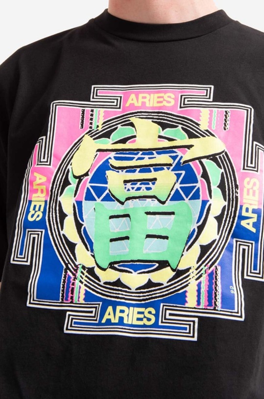 Хлопковая футболка Aries Gong Temple SS Tee чёрный AR60009
