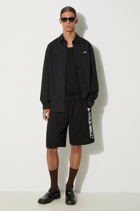 Βαμβακερό πουκάμισο A-COLD-WALL* Bracket Logo T-Shirt ACWMSH069. μαύρο AA00