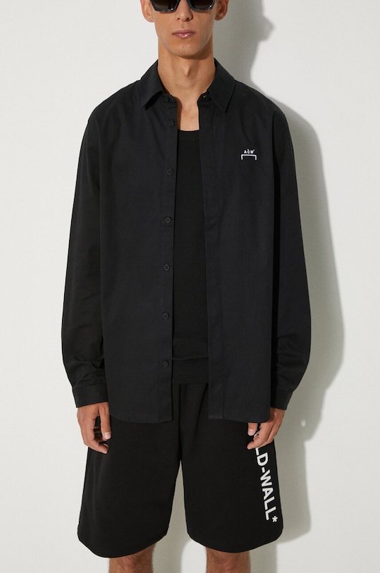 Βαμβακερό πουκάμισο A-COLD-WALL* Bracket Logo T-Shirt ACWMSH069. μαύρο