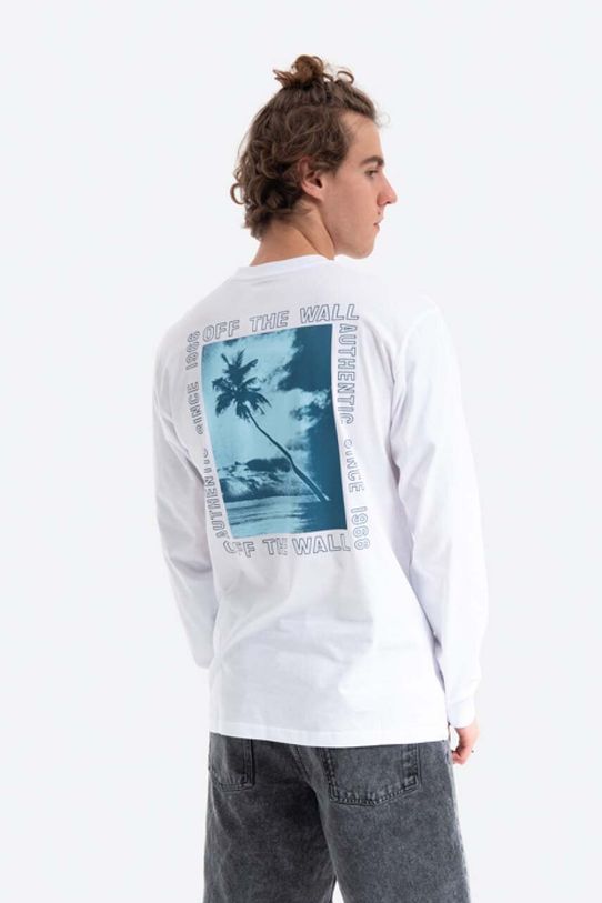 Oblečení Bavlněné tričko s dlouhým rukávem Vans Moonstone Beach VN0A54DFWHT bílá