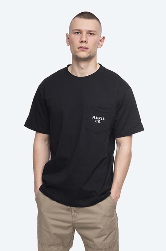 Makia cotton T-shirt Torp Planet friendly black M21296