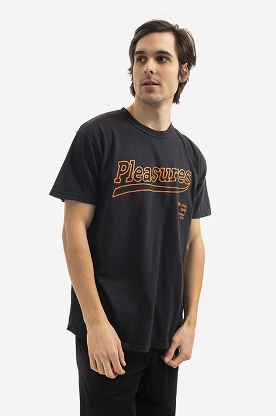 PLEASURES cotton T-shirt cotton black P21W040