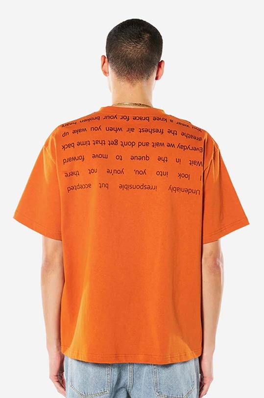 PLEASURES cotton T-shirt P22SP018 orange AA00