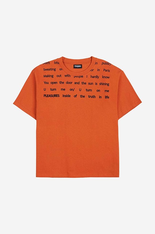 Clothing PLEASURES cotton T-shirt P22SP018 orange