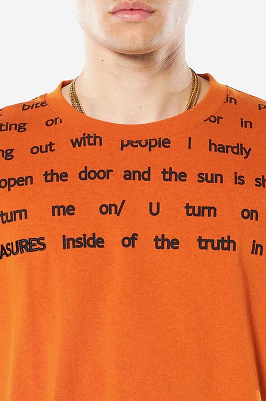 PLEASURES cotton T-shirt P22SP018 orange