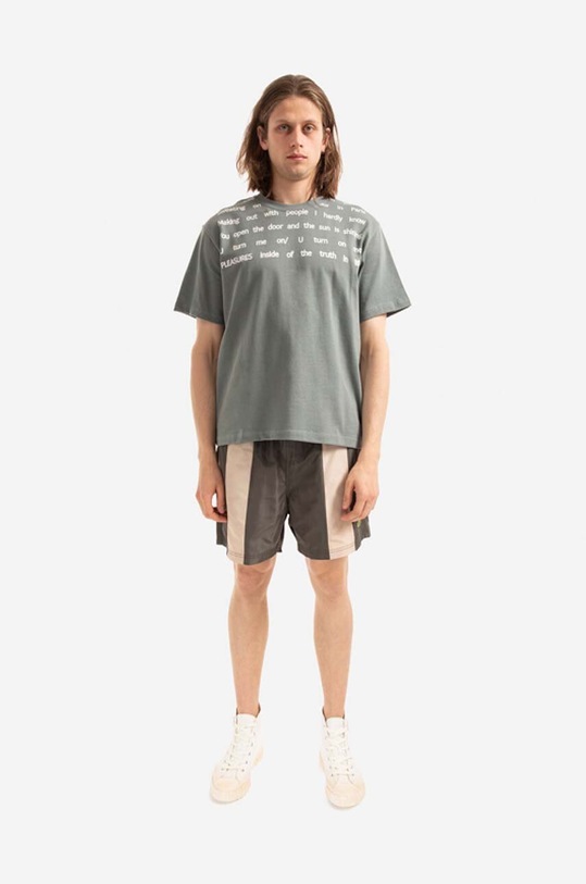 PLEASURES cotton T-shirt P22SP018 gray AA00