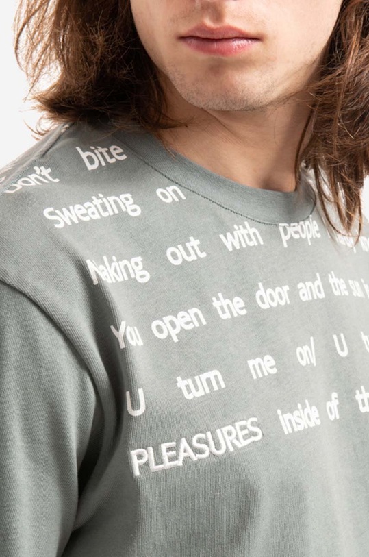 PLEASURES cotton T-shirt gray P22SP018