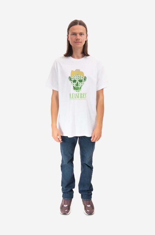 PLEASURES cotton T-shirt Cowboy P22F059 white AA00