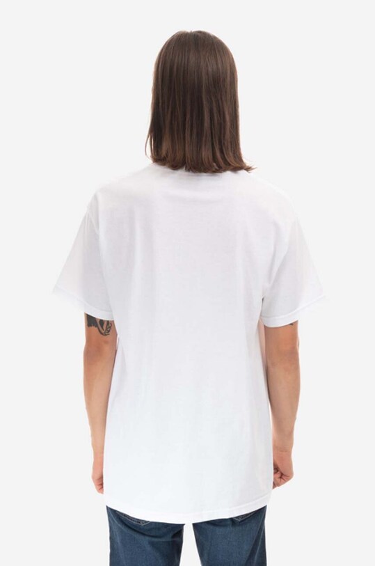 Clothing PLEASURES cotton T-shirt Cowboy P22F059 white