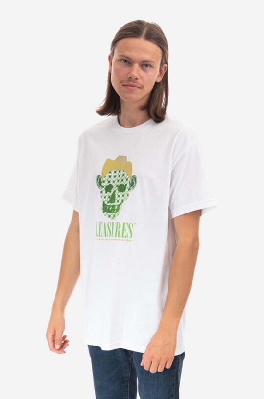 PLEASURES cotton T-shirt Cowboy P22F059 white