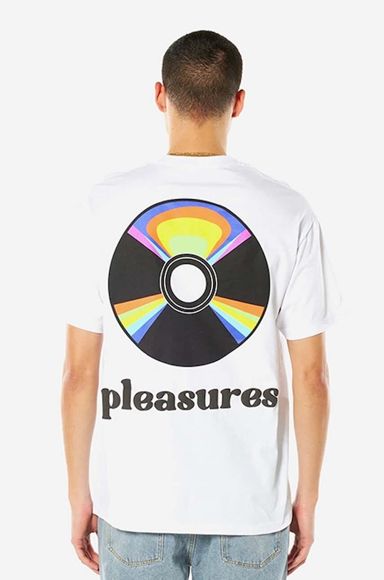 PLEASURES cotton T-shirt Spin P22SP052 white AA00