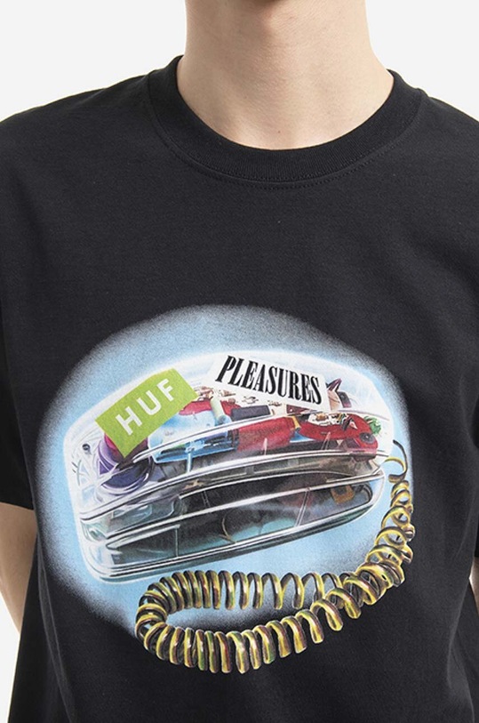 Βαμβακερό μπλουζάκι HUF Party Line T-Shirt μαύρο TS01801