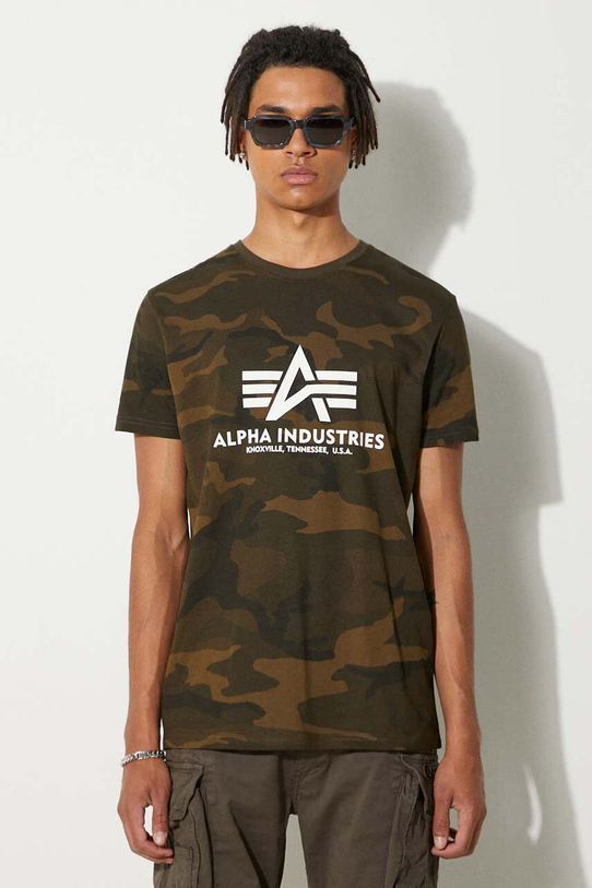 Alpha Industries tricou Basic cu modele verde 100501C.239