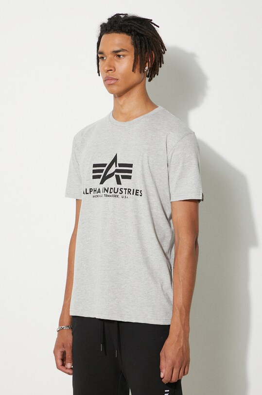 Памучна тениска Alpha Industries Basic T-Shirt сив 100501.17