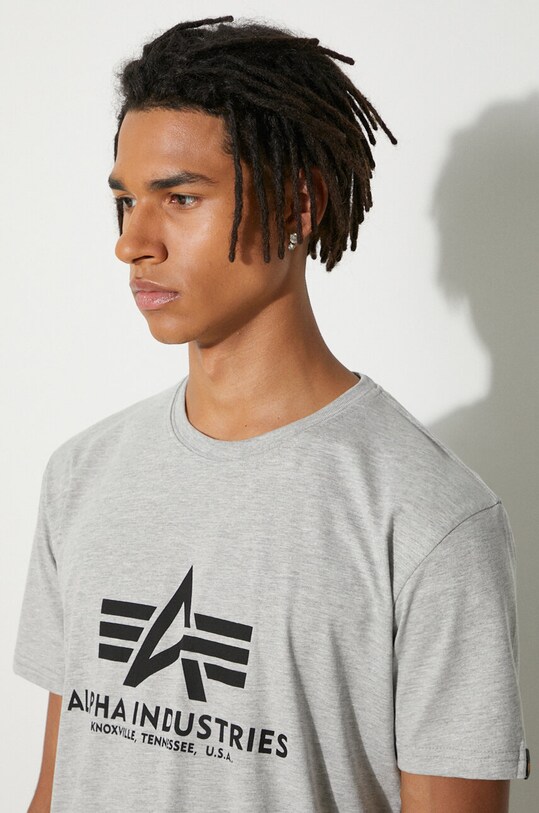 Памучна тениска Alpha Industries Basic T-Shirt 100501.17 сив
