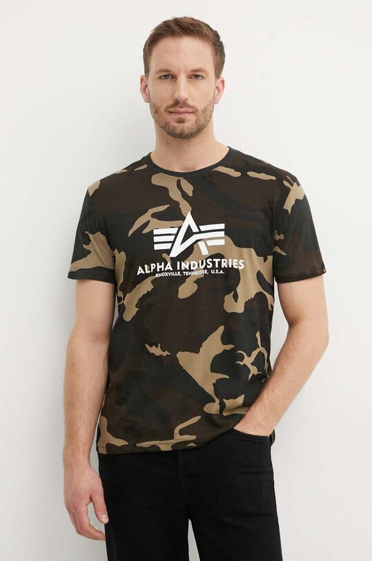 Alpha Industries t-shirt bawełniany Basic T-Shirt Camo wzorzyste zielony 100501C.408