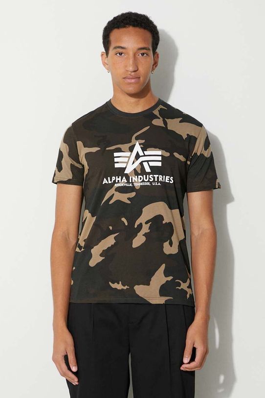 Бавовняна футболка Alpha Industries Basic візерунок зелений 100501C.408